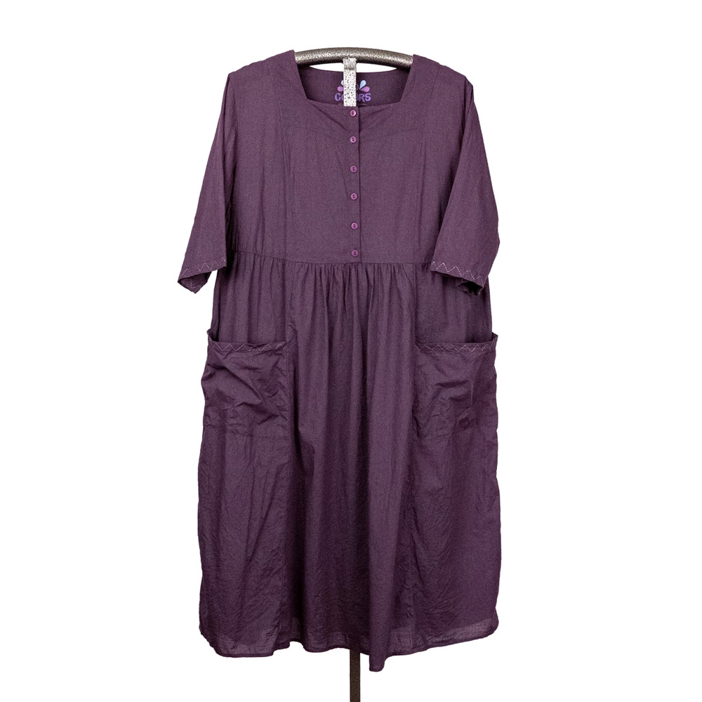 Gudrun Sjoden 10 Colors Purple Organic Cotton Swing Dress Size XL Lagenlook Boho